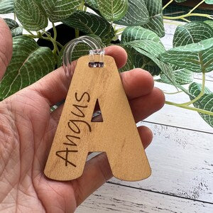 Personalised Wooden Initial Bag Tag